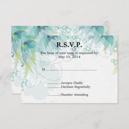 Mariage floral bleu RSVP (Devant / Derrière)