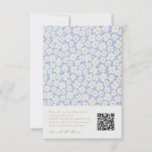 Mariage floral bleu RSVP QR Code et invitation (Dos)