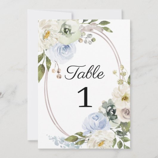 Mariage Floral bleu rustique Numéro de table (Devant)