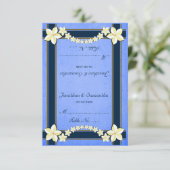 Mariage floral bleu rustique Table Place Cartes (Debout devant)