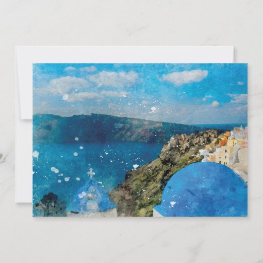 Mariage floral bleu Santorin enregistrer la carte  (Dos)