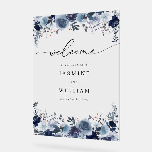 Mariage Floral Blue & Navy Bienvenue 2 (Angle)