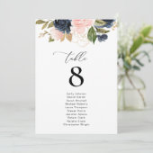 Mariage Floral Blush Et Marine Numéro De Table (Debout devant)