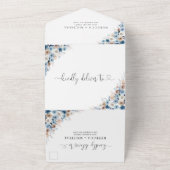 Mariage Floral Boho bleu en une seule invitation (Dehors)