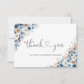 Mariage floral Boho bleu Merci plat (Devant)