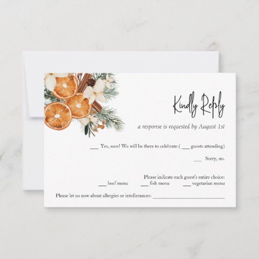 Mariage floral Boho d'hiver Carte RSVP (Devant)