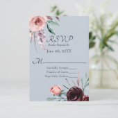 Mariage Floral Bourgogne et Bleu Dusty RSVP (Debout devant)
