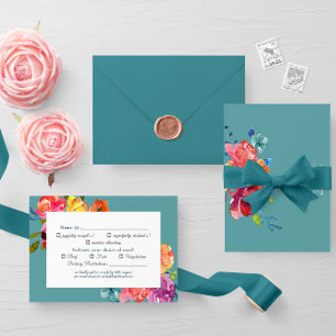 Mariage floral coloré d'été lumineux RSVP
