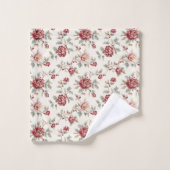 Mariage Floral Crème Rouge Chic et Élégant (Gant de toilette)