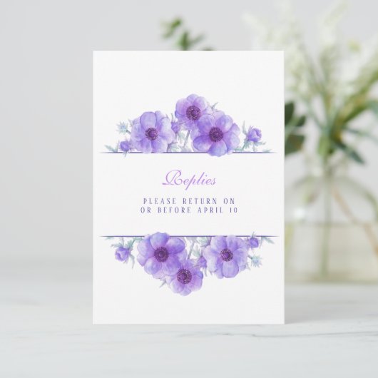 Mariage floral d'anémone blanc violet réponse QR R (Debout devant)