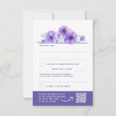 Mariage floral d'anémone blanc violet réponse QR R (Dos)
