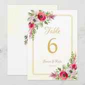 Mariage floral de Bohême Numéro de table (Devant / Derrière)