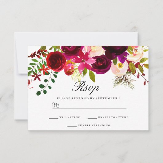 Mariage floral de Bourgogne Marsala RSVP (Devant)