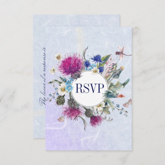 Mariage floral de chardon écossais RSVP (Devant / Derrière)