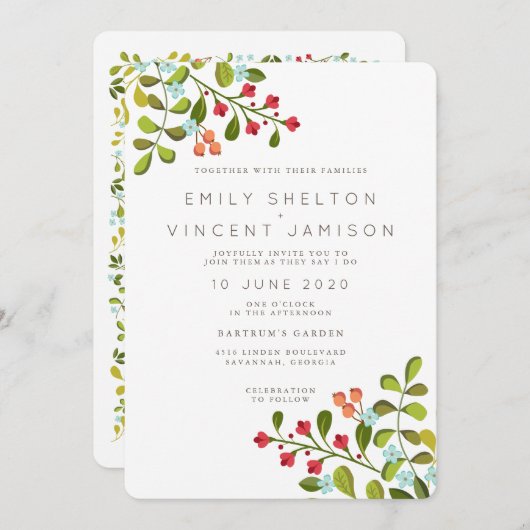 Mariage Floral de jardin d'été Invitation (Devant / Derrière)