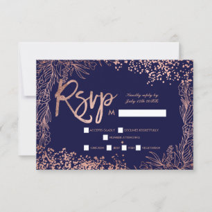 Mariage floral de rsvp de bleu marine de confettis