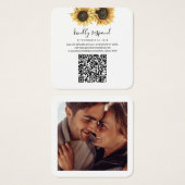 Mariage floral de tournesol photo QR Code carte RS (Devant & derrière)