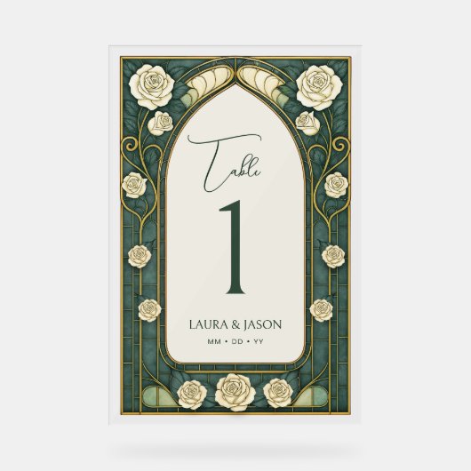 Mariage floral de verre de sable Numéro de table (Recto)