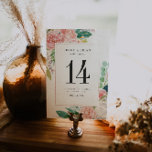 Mariage floral d'été rougissant Numéro de table<br><div class="desc">Les numéros de table rehaussent le look de votre tablescape et mettent la touche finale sur votre journée spéciale. Impression de texte personnalisée des noms ou numéros de vos tables. L'impression recto verso est incluse dans le prix. Ajoutez votre libellé personnalisé à cette conception à l'aide des cases "Modifier ce...</div>
