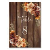 Mariage Floral en bois rustique Numéro de table (Dos)
