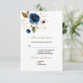 Mariage floral en or bleu blanc blanc RSVP (Debout devant)