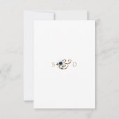 Mariage floral en or bleu blanc blanc RSVP (Dos)