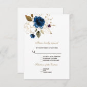 Mariage floral en or bleu blanc blanc RSVP (Devant / Derrière)