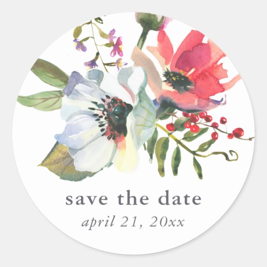 Mariage floral Enregistrer le sticker de date (Devant)