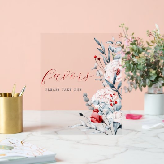 Mariage Floral Fleur Rouge Et Bleu Favoriser (Mariage)