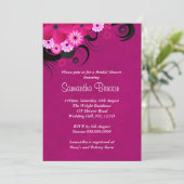 Mariage floral foncé Fuchsia Invitations Fêtes des (Debout devant)