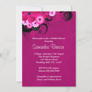 Mariage floral foncé Fuchsia Invitations Fêtes des
