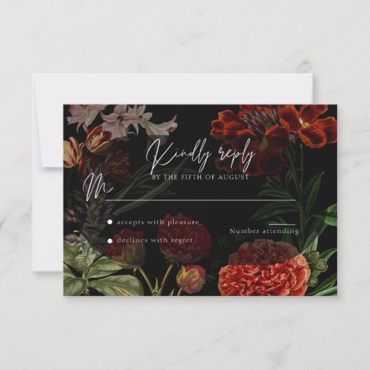 Mariage floral foncé Moody RSVP (Devant)