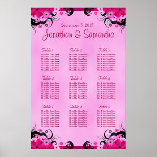 Mariage floral Fuchsia clair 9 Tableau de siège