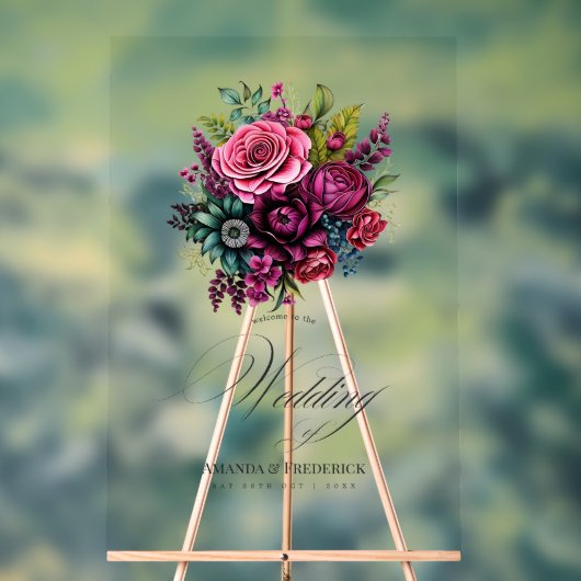 Mariage floral Fuchsia, vert émeraude et noir (Neutre)