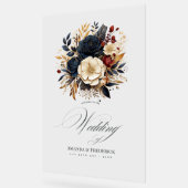 Mariage Floral Gold, Navy et Bourgogne Bienvenue (Angle)