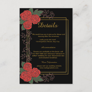 Mariage Floral Gold noir Détails Carte de boîtier