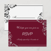 Mariage floral gris argenté moderne Bourgogne RSVP (Devant / Derrière)