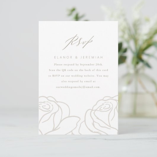 Mariage floral gris chic RSVP avec code QR (Debout devant)