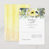 Mariage floral jaune et blanc RSVP (Devant / Derrière)