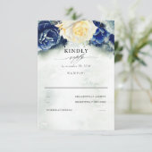 Mariage floral jaune et bleu marine RSVP (Debout devant)