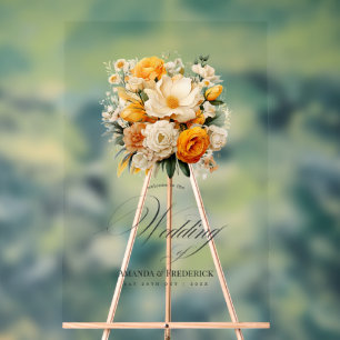 Mariage floral jaune, orange et ivoire Bienvenue