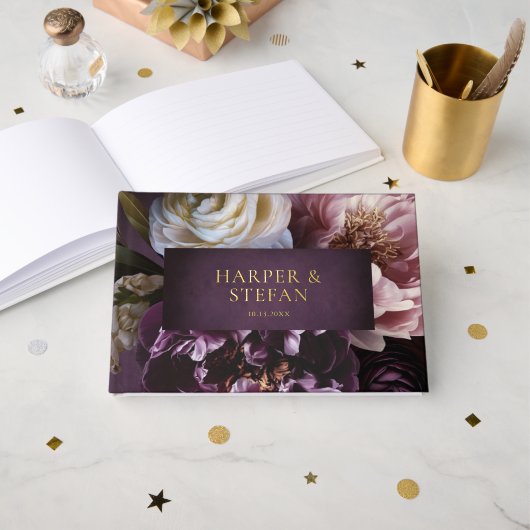 Mariage Floral Maximaliste Violet Élégant (Recto ouvert)
