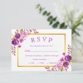 Mariage floral moderne Elégant or violet RSVP (Debout devant)