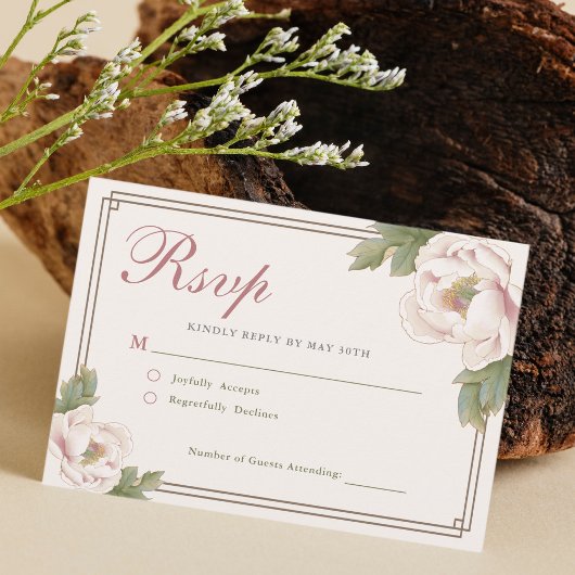 Mariage floral moderne Retro rose Peony RSVP