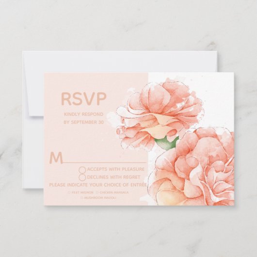 Mariage floral moderne RSVP choix de repas (Devant)