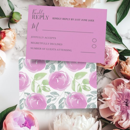 Mariage floral moderne RSVP rose Aquarelle