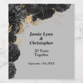 Mariage Floral Noir Anniversaire Étiquette de vin (Étiquettes simples)