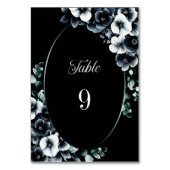 Mariage floral noir blanc élégant Numéro de table (Dos)