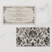 Mariage Floral noir Détails Carte de boîtier (Devant / Derrière)