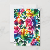 Mariage floral noir et blanc Rose arc-en-ciel RSVP (Dos)